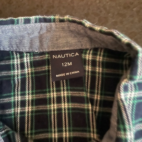 Carters and Nautica Boy Plaid Button Down Flannel Bundle Size 12 Months - Picture 5 of 5